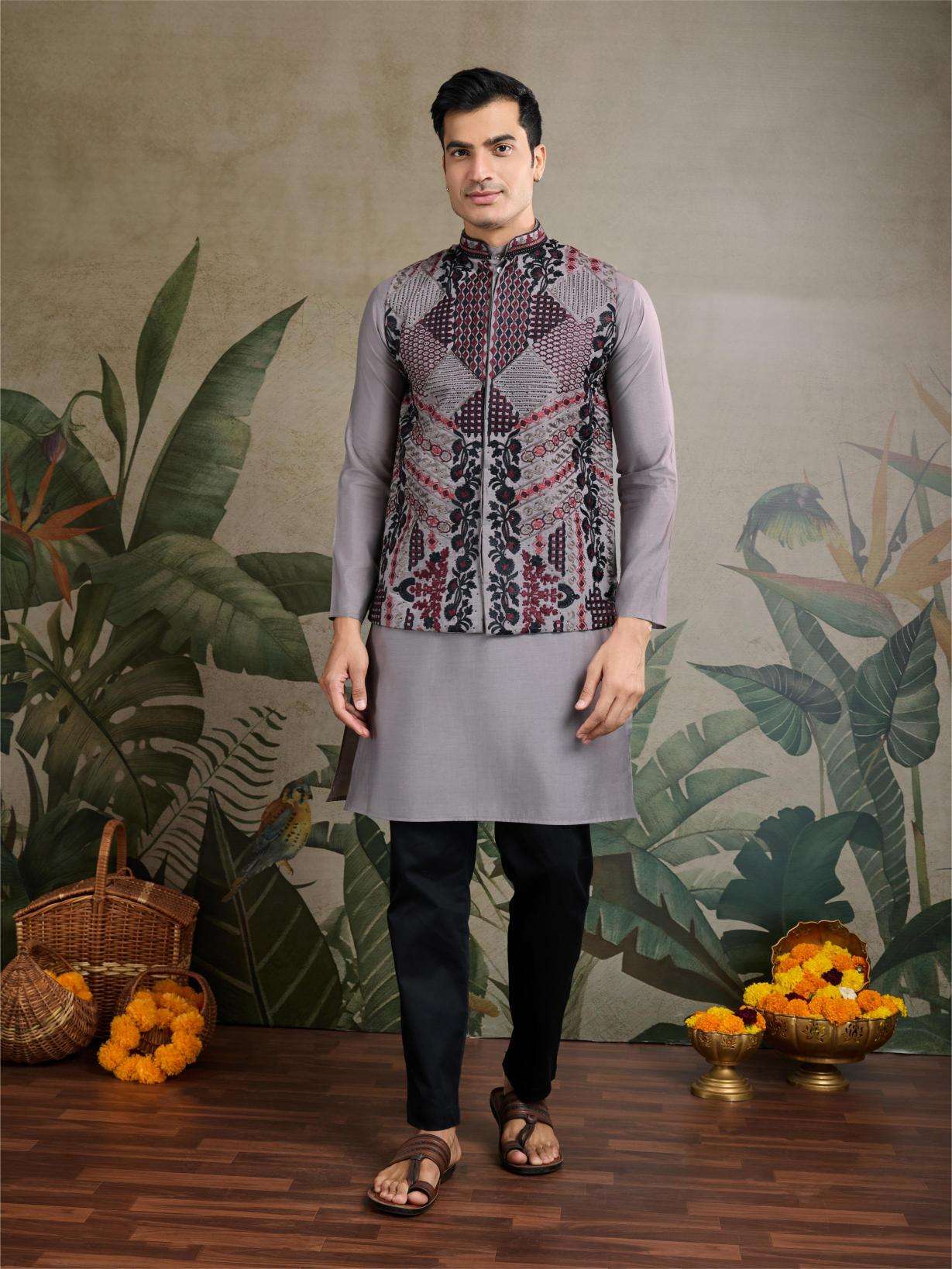 Ynf Silk Cotton RIN202 RAJWADA ATTIRE-2 Mens Wear Wholesale Mens Kurtas Mens Kurta Pyjama Nehru Jacket Embroidered Kurta Pajama Manufacturer
