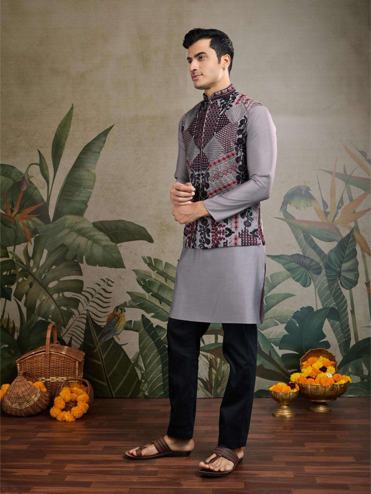 Ynf Silk Cotton RIN202 RAJWADA ATTIRE-2 Mens Wear Wholesale Mens Kurtas Mens Kurta Pyjama Nehru Jacket Embroidered Kurta Pajama Manufacturer