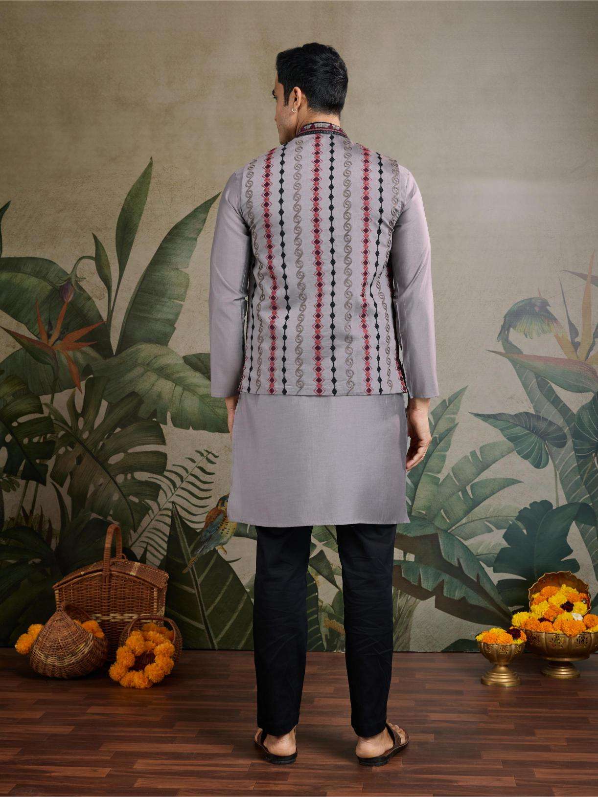 Ynf Silk Cotton RIN202 RAJWADA ATTIRE-2 Mens Wear Wholesale Mens Kurtas Mens Kurta Pyjama Nehru Jacket Embroidered Kurta Pajama Manufacturer