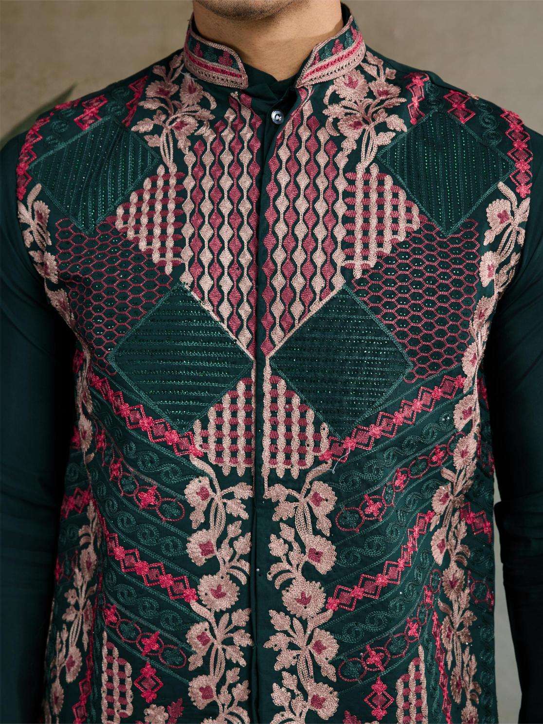 Ynf Silk Cotton RIN202 RAJWADA ATTIRE-2 Mens Wear Wholesale Mens Kurtas Mens Kurta Pyjama Nehru Jacket Embroidered Kurta Pajama Manufacturer