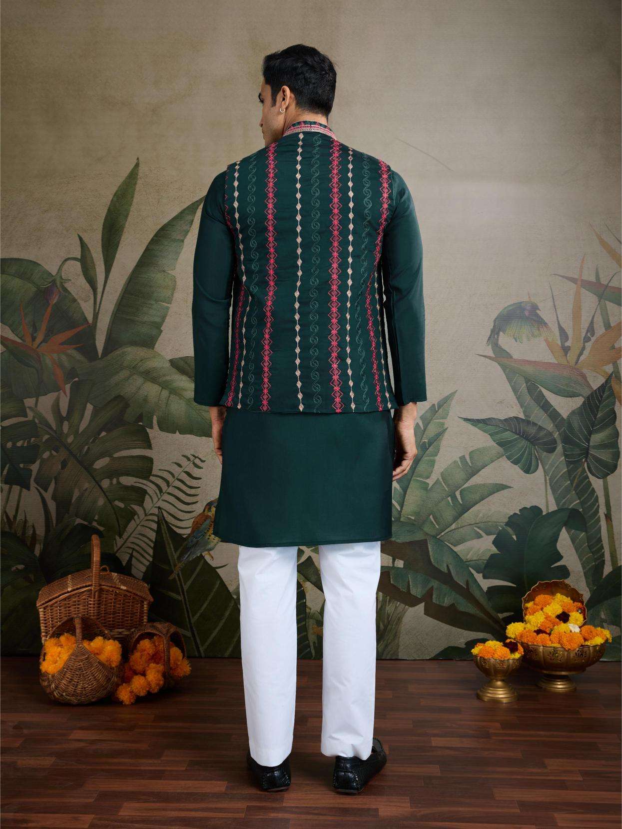 Ynf Silk Cotton RIN202 RAJWADA ATTIRE-2 Mens Wear Wholesale Mens Kurtas Mens Kurta Pyjama Nehru Jacket Embroidered Kurta Pajama Manufacturer