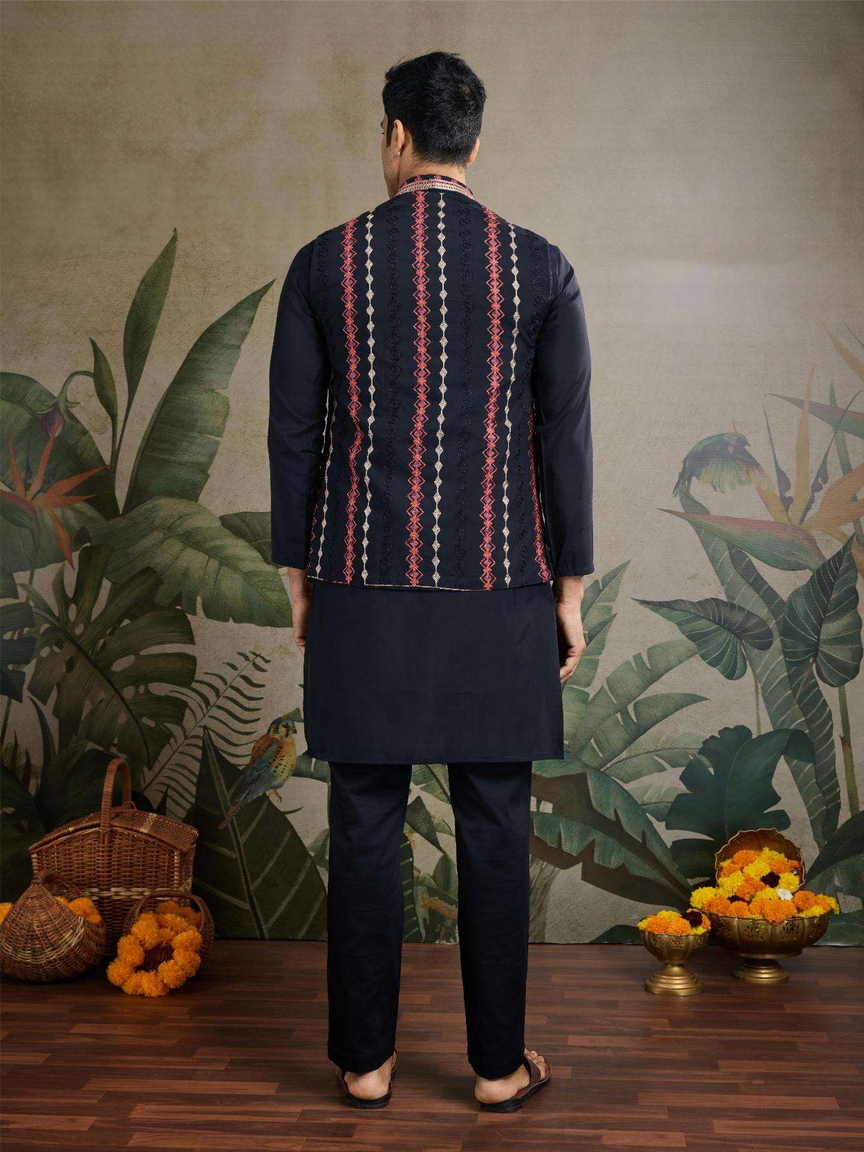 Ynf Silk Cotton RIN202 RAJWADA ATTIRE-2 Mens Wear Wholesale Mens Kurtas Mens Kurta Pyjama Nehru Jacket Embroidered Kurta Pajama Manufacturer