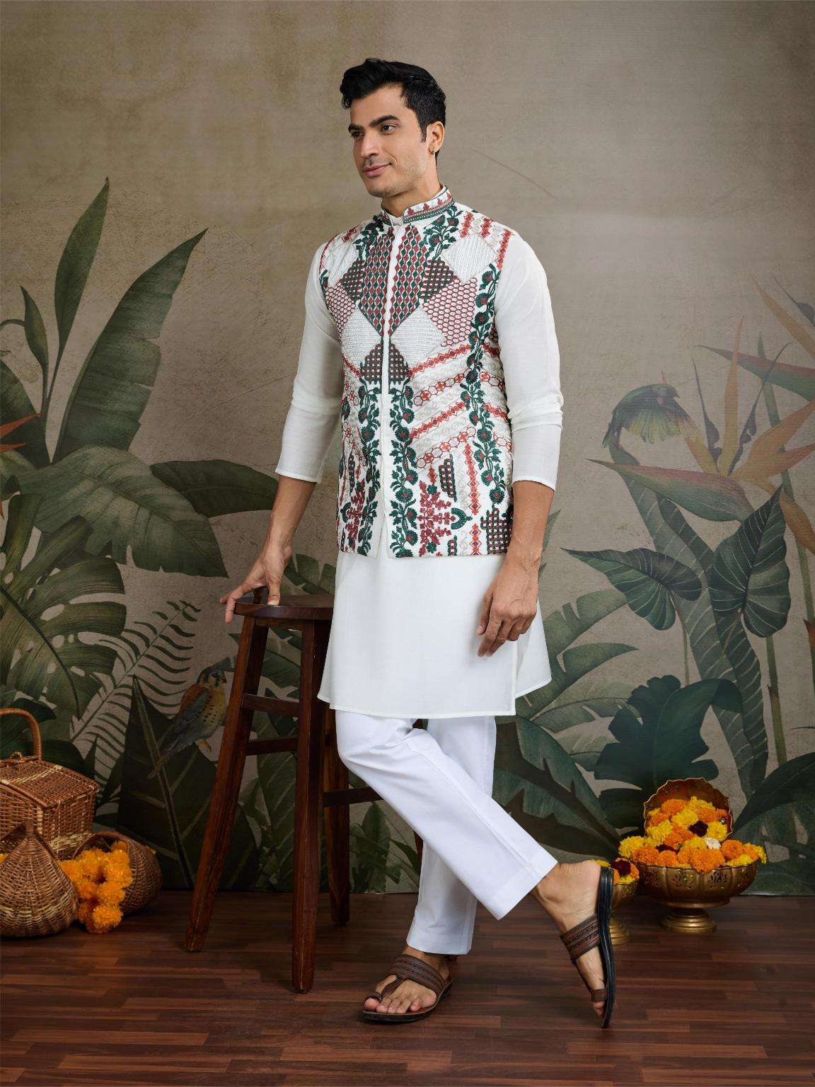 Ynf Silk Cotton RIN202 RAJWADA ATTIRE-2 Mens Wear Wholesale Mens Kurtas Mens Kurta Pyjama Nehru Jacket Embroidered Kurta Pajama Manufacturer