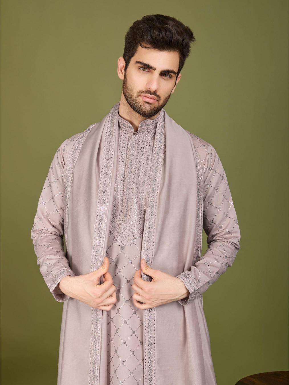 Ynf Silk RIN202 INDO VASTRA Mens Wear Wholesale Mens Kurtas Mens Kurta Pyjama Embroidered Kurta Pajama Manufacturer