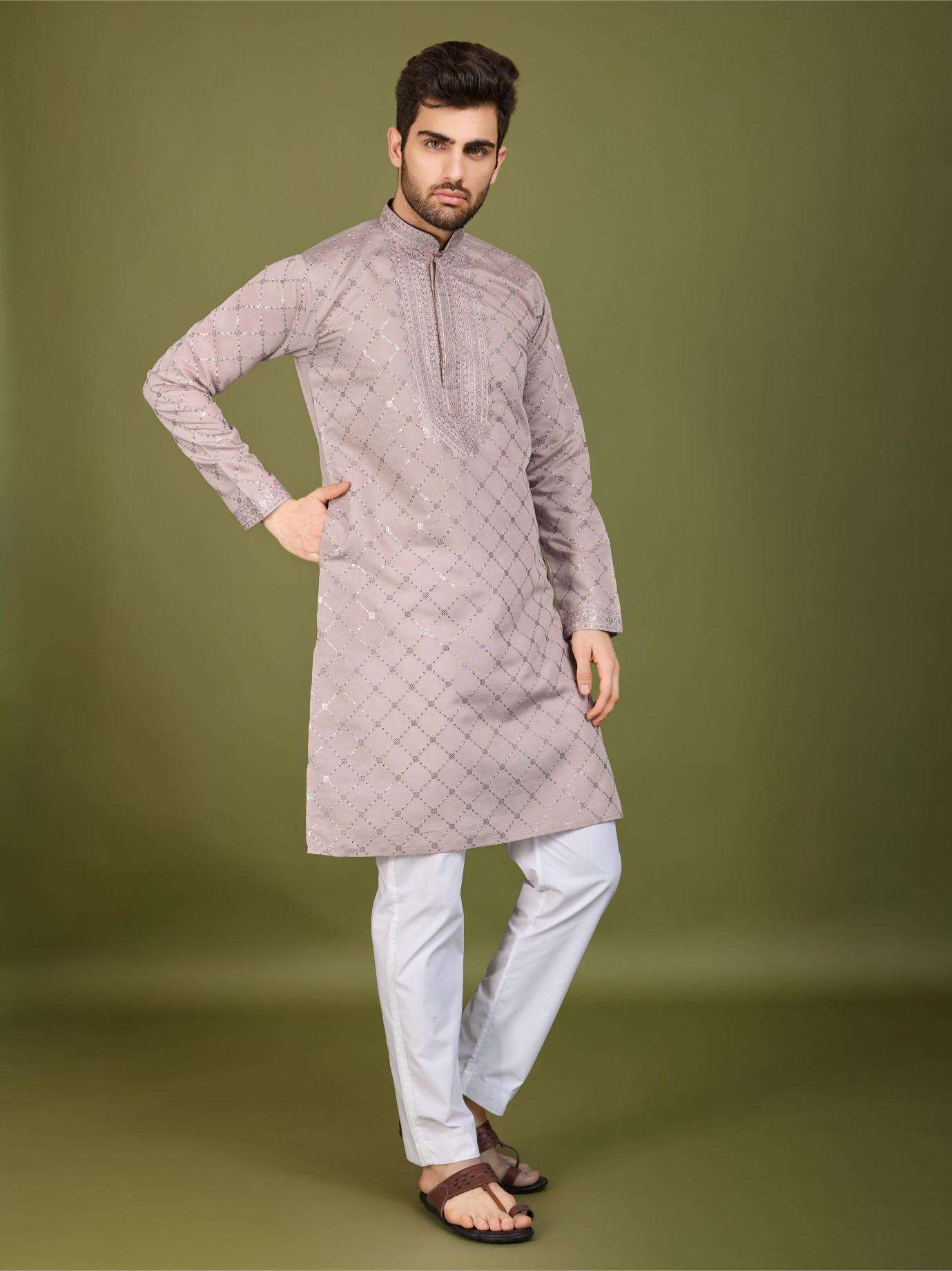 Ynf Silk RIN202 INDO VASTRA Mens Wear Wholesale Mens Kurtas Mens Kurta Pyjama Embroidered Kurta Pajama Manufacturer
