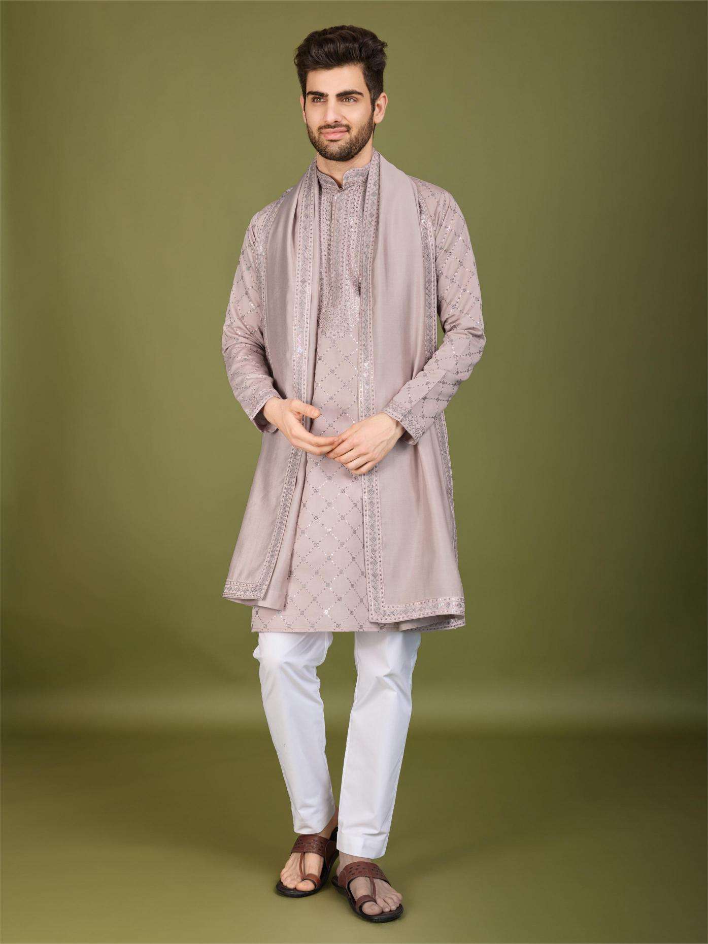 Ynf Silk RIN202 INDO VASTRA Mens Wear Wholesale Mens Kurtas Mens Kurta Pyjama Embroidered Kurta Pajama Manufacturer