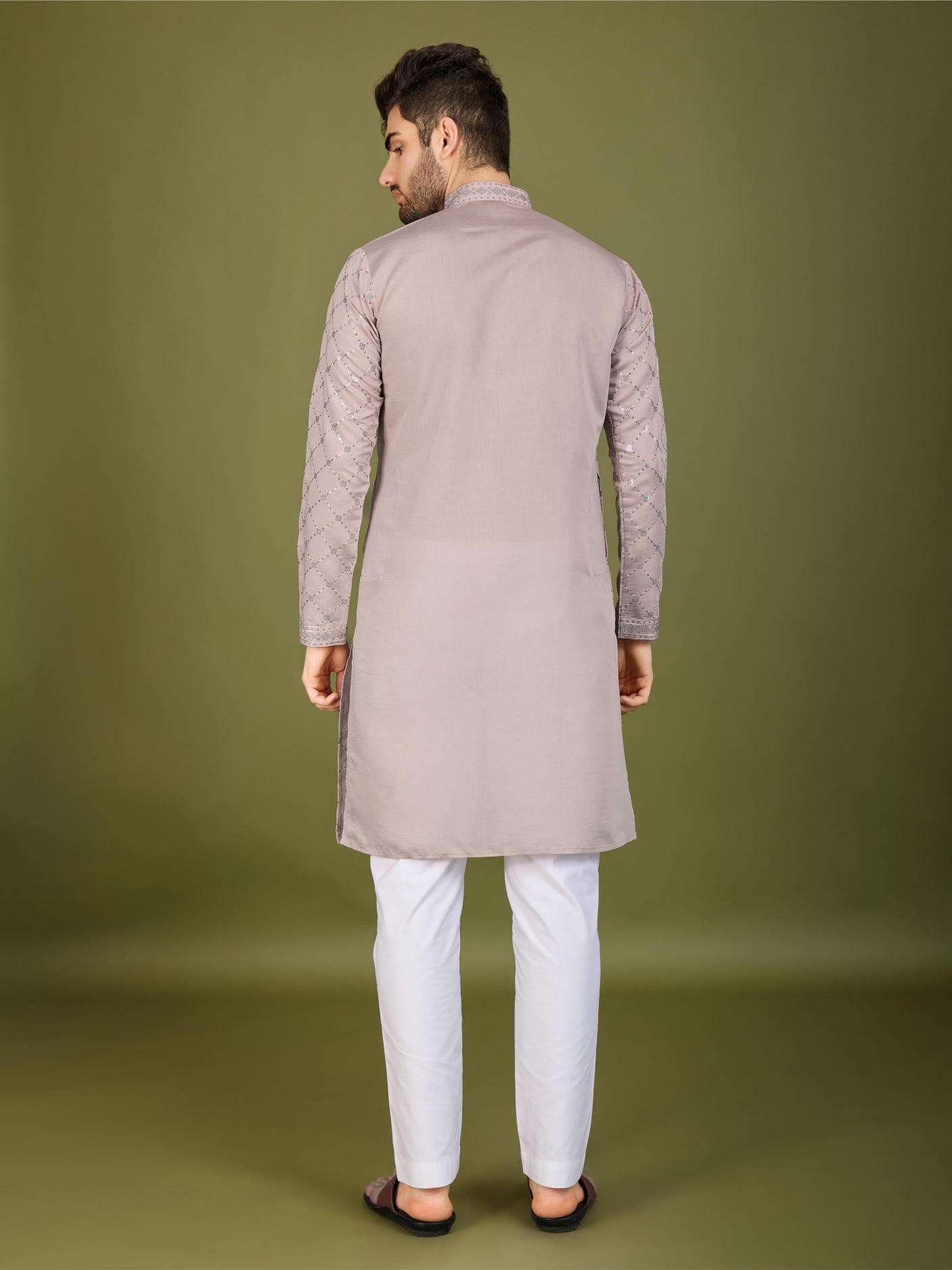 Ynf Silk RIN202 INDO VASTRA Mens Wear Wholesale Mens Kurtas Mens Kurta Pyjama Embroidered Kurta Pajama Manufacturer