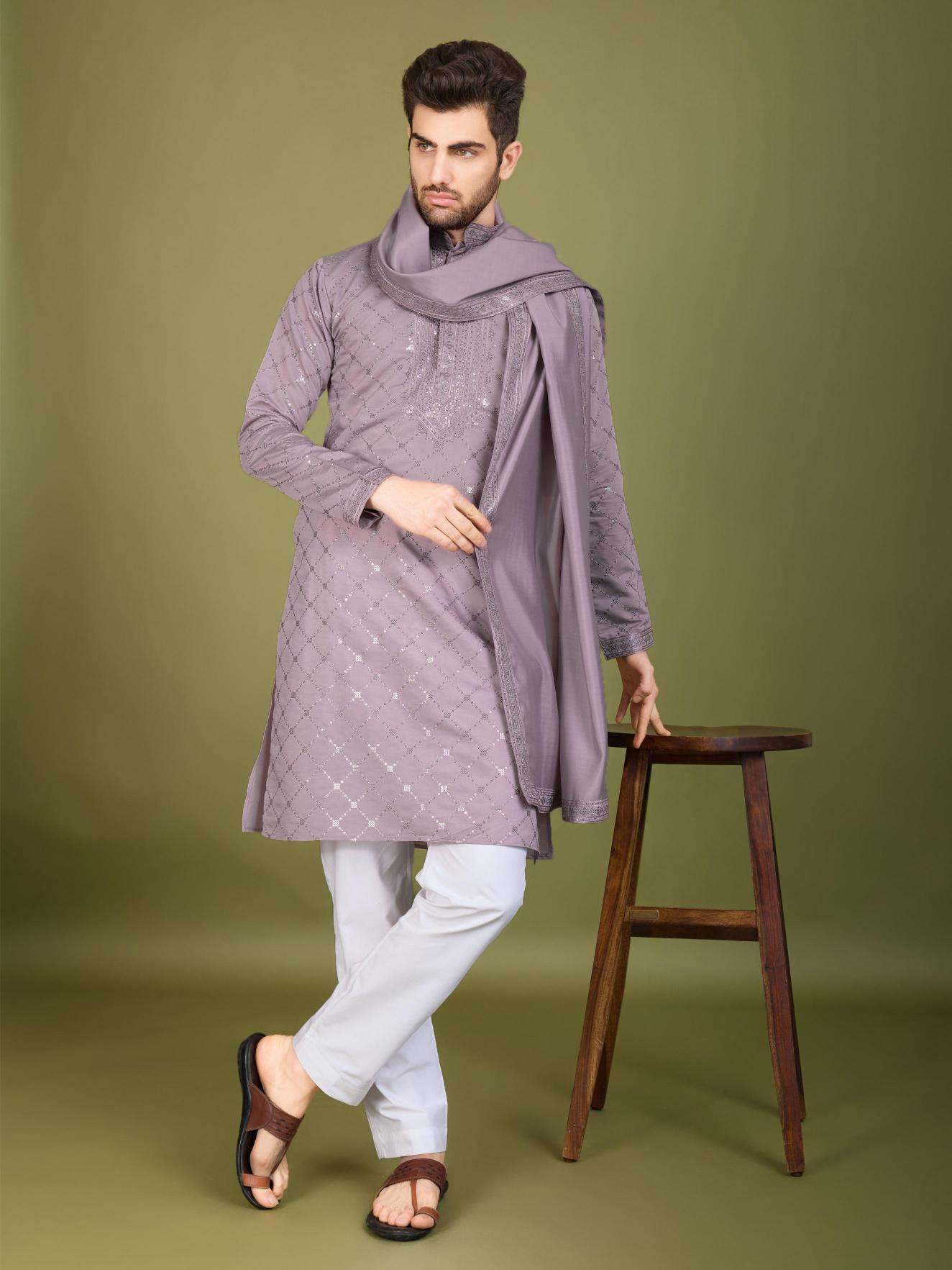 Ynf Silk RIN202 INDO VASTRA Mens Wear Wholesale Mens Kurtas Mens Kurta Pyjama Embroidered Kurta Pajama Manufacturer