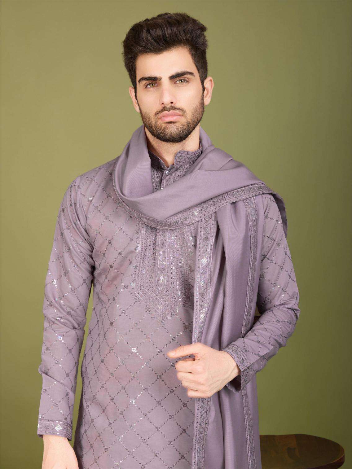 Ynf Silk RIN202 INDO VASTRA Mens Wear Wholesale Mens Kurtas Mens Kurta Pyjama Embroidered Kurta Pajama Manufacturer