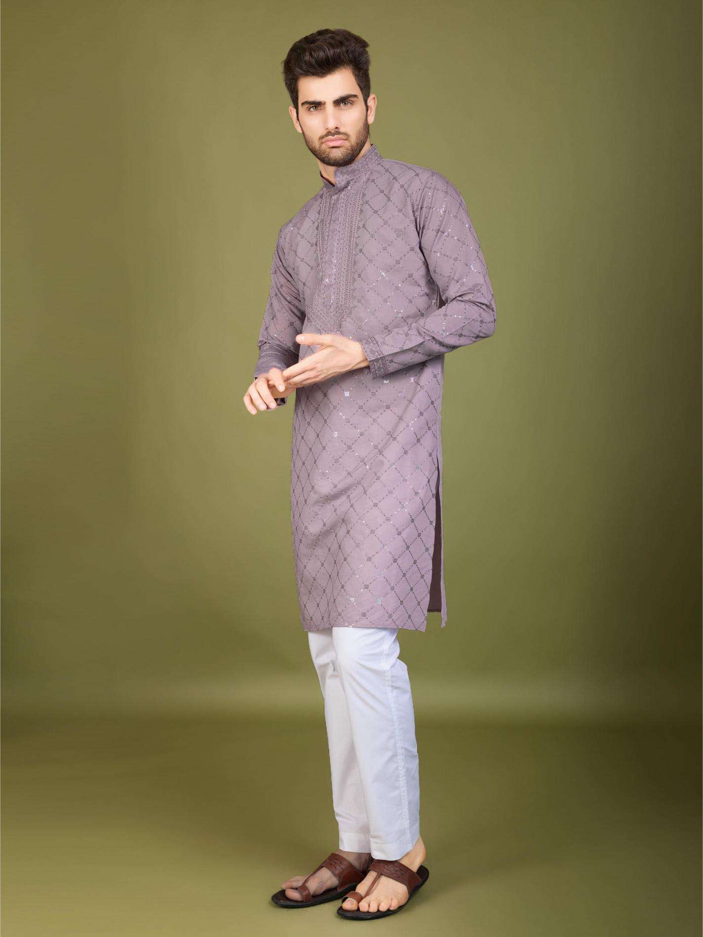 Ynf Silk RIN202 INDO VASTRA Mens Wear Wholesale Mens Kurtas Mens Kurta Pyjama Embroidered Kurta Pajama Manufacturer