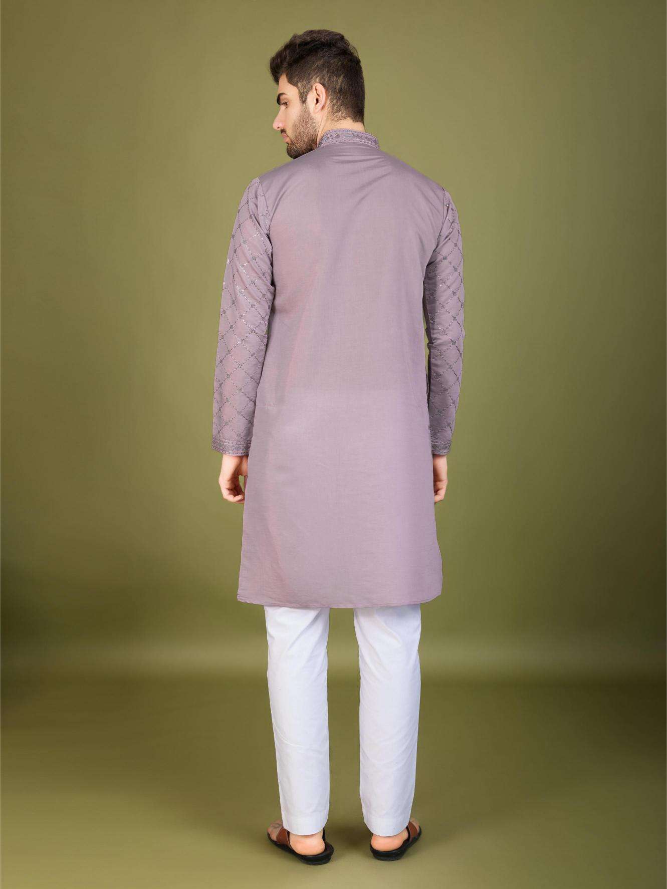 Ynf Silk RIN202 INDO VASTRA Mens Wear Wholesale Mens Kurtas Mens Kurta Pyjama Embroidered Kurta Pajama Manufacturer