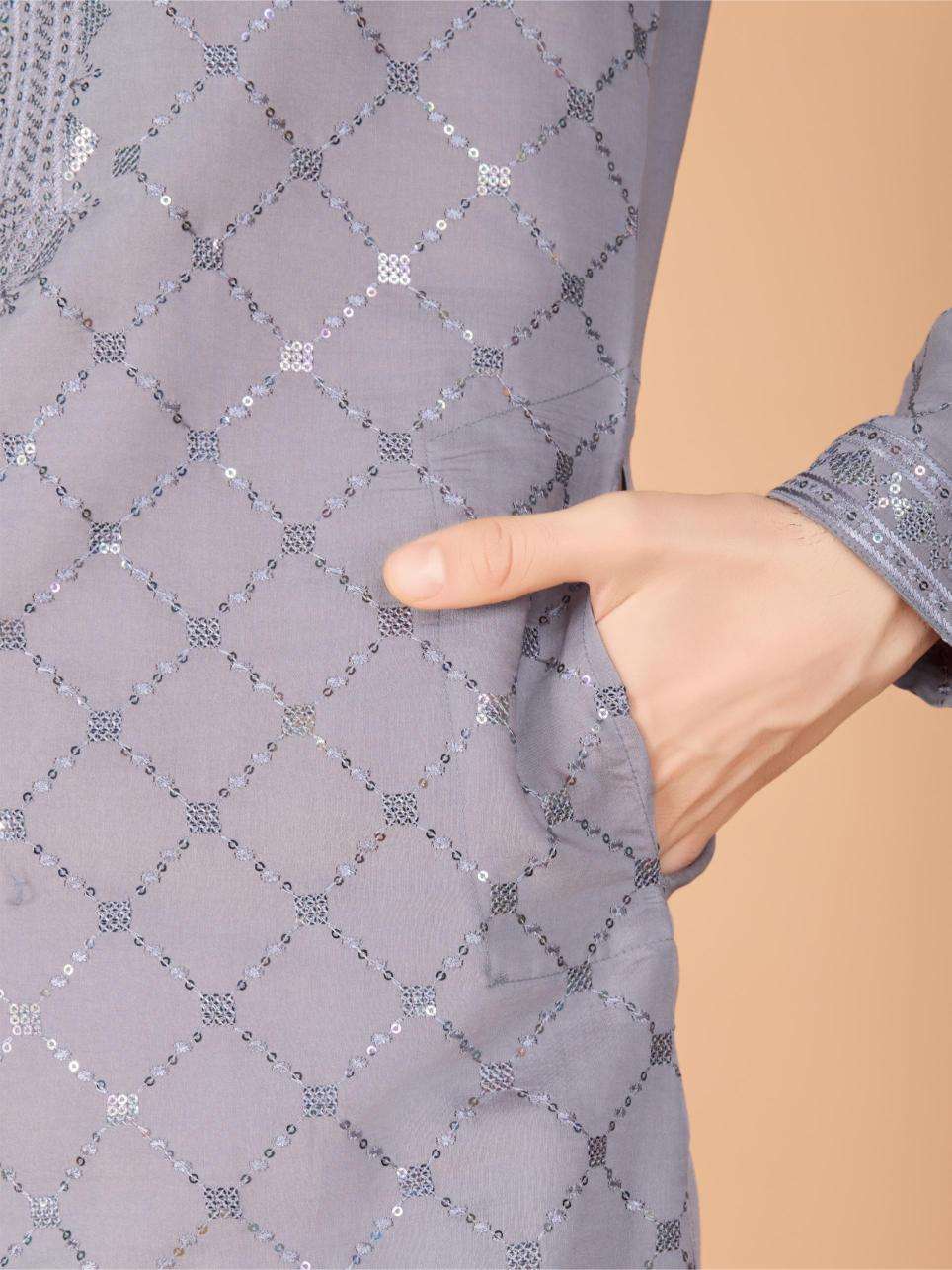 Ynf Silk RIN202 INDO VASTRA Mens Wear Wholesale Mens Kurtas Mens Kurta Pyjama Embroidered Kurta Pajama Manufacturer