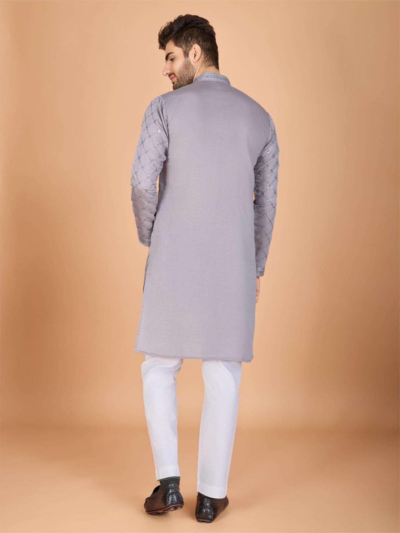 Ynf Silk RIN202 INDO VASTRA Mens Wear Wholesale Mens Kurtas Mens Kurta Pyjama Embroidered Kurta Pajama Manufacturer