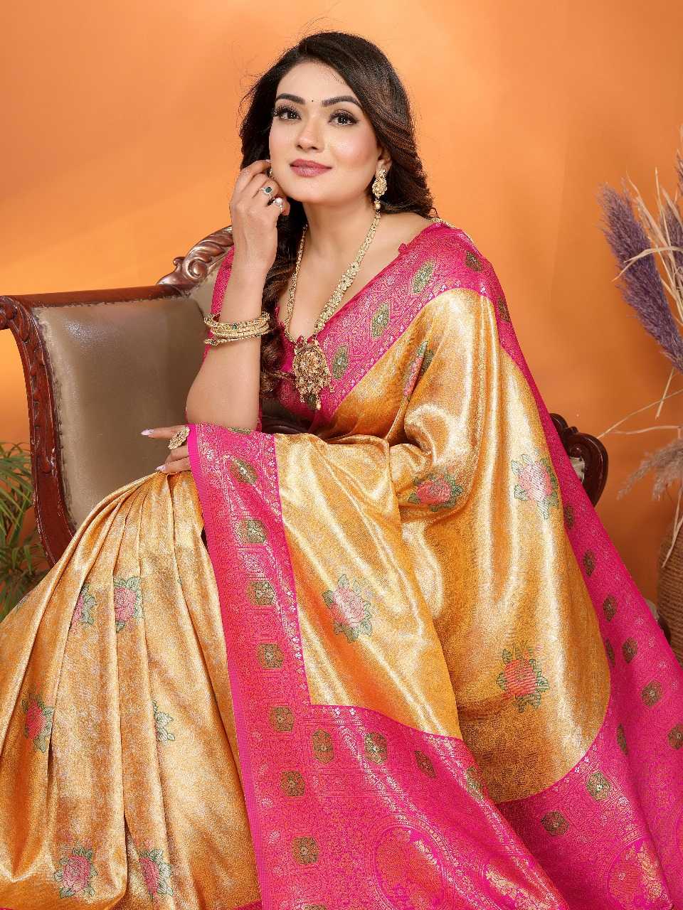Ynf Tissue Silk RIN144 Saroz Sarees Silk Sarees Festive Collections Wholesale Banarasi Silk Sarees Tissue Silk Saree Silk Sarees With Contrast Pallu Manufacturer