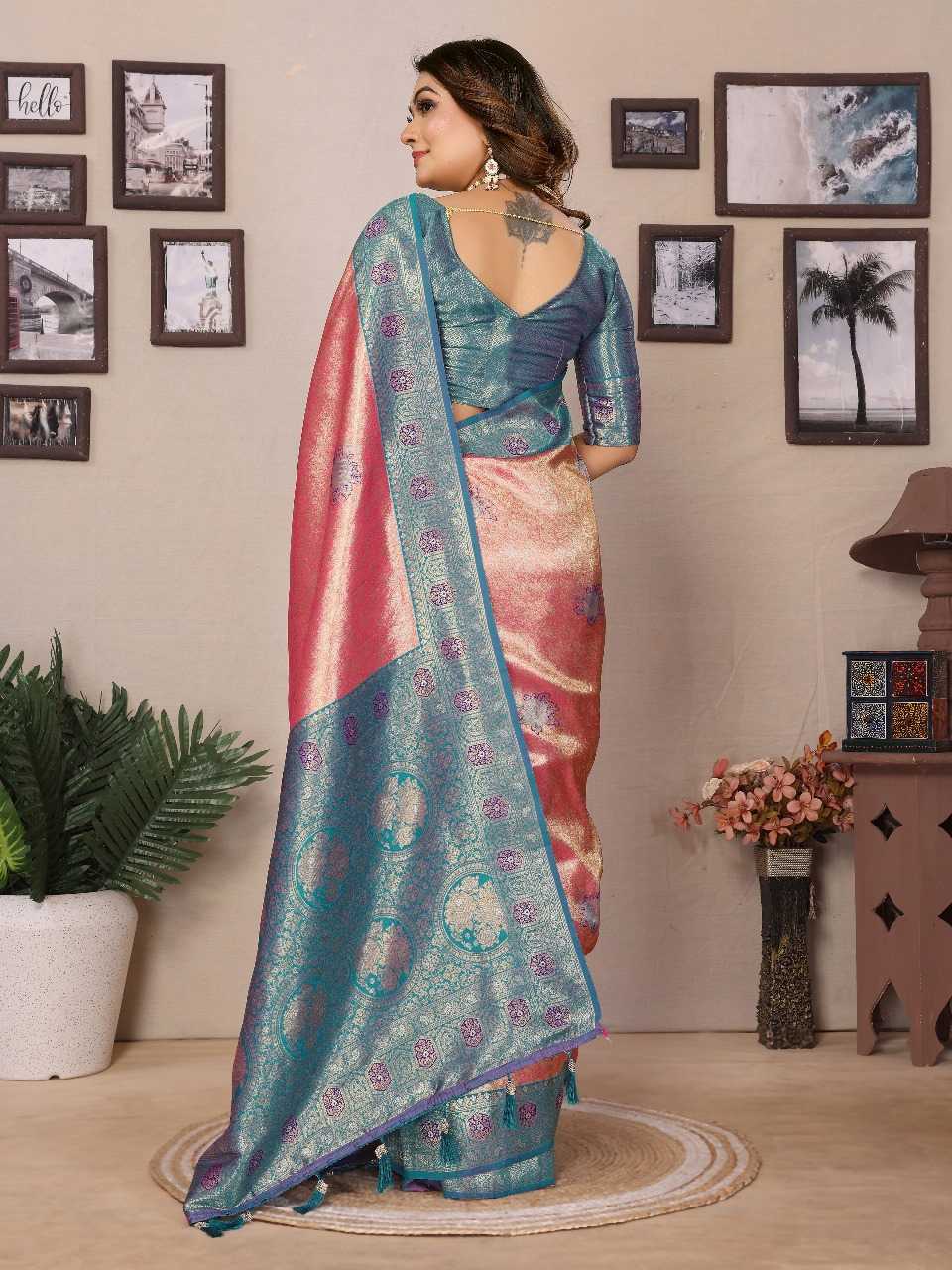 Ynf Tissue Silk RIN144 Saroz Sarees Silk Sarees Festive Collections Wholesale Banarasi Silk Sarees Tissue Silk Saree Silk Sarees With Contrast Pallu Manufacturer