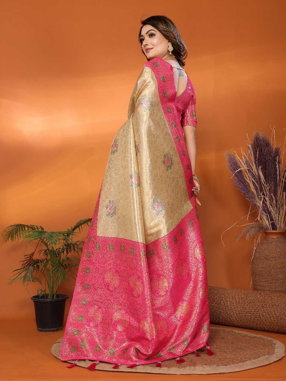 Ynf Tissue Silk RIN144 Saroz Sarees Silk Sarees Festive Collections Wholesale Banarasi Silk Sarees Tissue Silk Saree Silk Sarees With Contrast Pallu Manufacturer