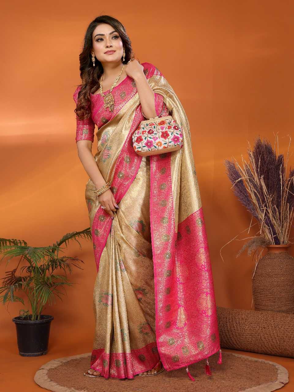 Ynf Tissue Silk RIN144 Saroz Sarees Silk Sarees Festive Collections Wholesale Banarasi Silk Sarees Tissue Silk Saree Silk Sarees With Contrast Pallu Manufacturer
