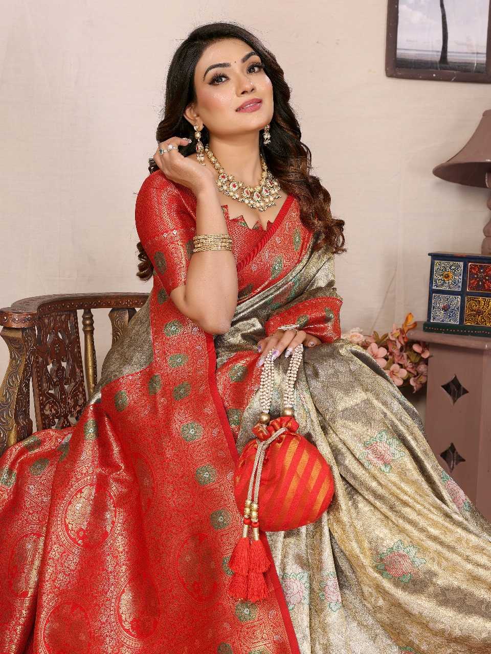 Ynf Tissue Silk RIN144 Saroz Sarees Silk Sarees Festive Collections Wholesale Banarasi Silk Sarees Tissue Silk Saree Silk Sarees With Contrast Pallu Manufacturer
