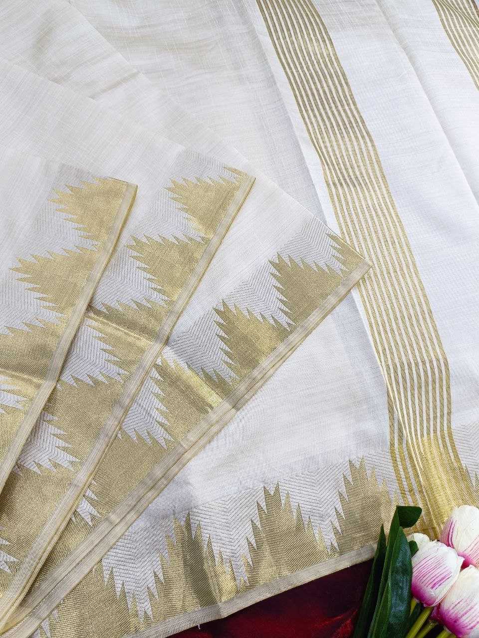Ynf Tussar Silk KESH488 KERALA Silk Sarees Festive Collections Wholesale Kerala Kasavu Sarees White Silk Sarees Onam Collections Manufacturer