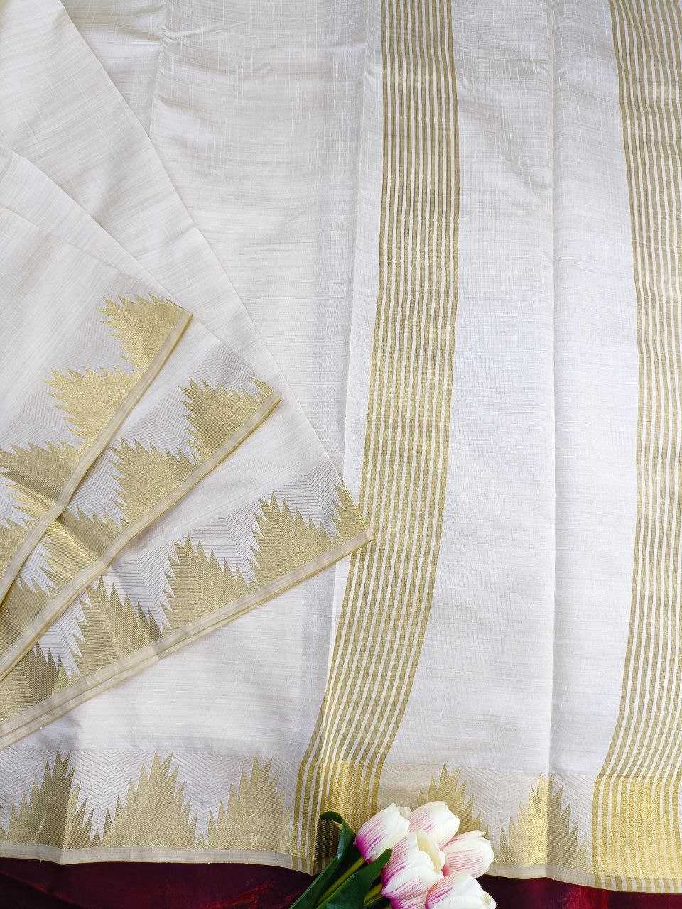 Ynf Tussar Silk KESH488 KERALA Silk Sarees Festive Collections Wholesale Kerala Kasavu Sarees White Silk Sarees Onam Collections Manufacturer
