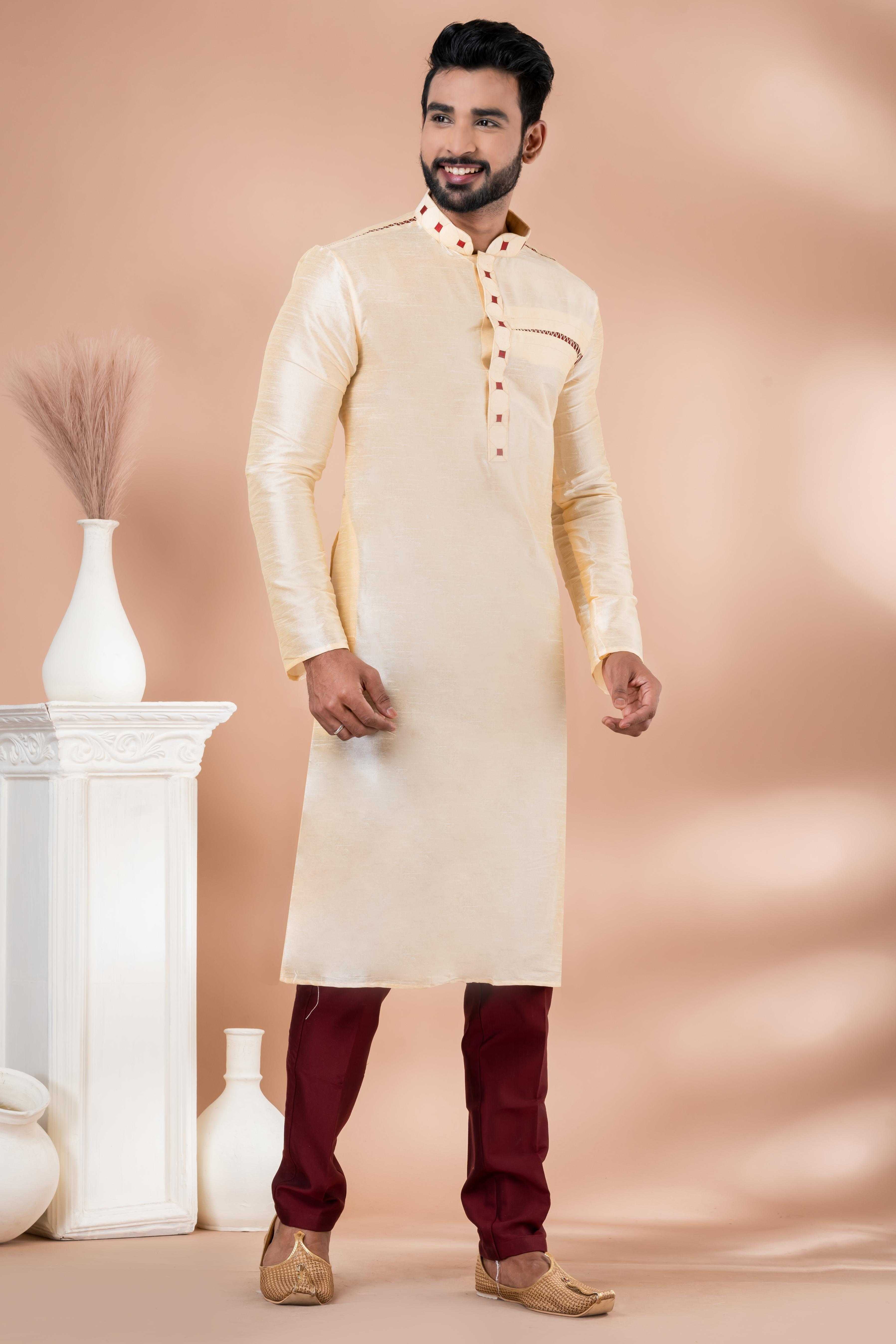 Ynf Banarasi Jacquard RIN207 3395A Mens Wear Festive Collections Wholesale Mens Kurtas Mens Kurta Pyjama Onam Collections Manufacturer