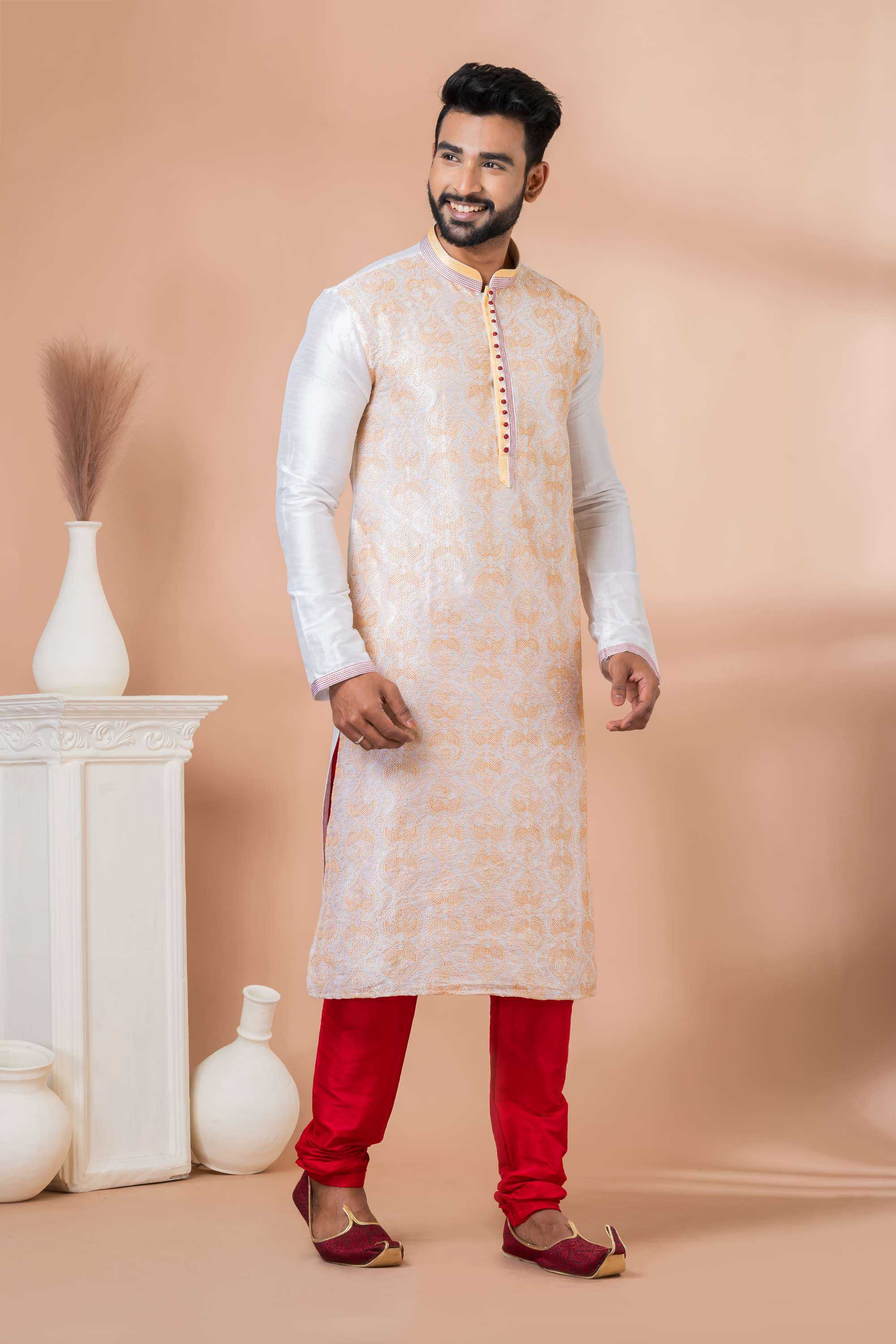 Ynf Banarasi Jacquard RIN223 3322B Mens Wear Wholesale Mens Kurtas Mens Kurta Pyjama Men Wedding kurta Manufacturer