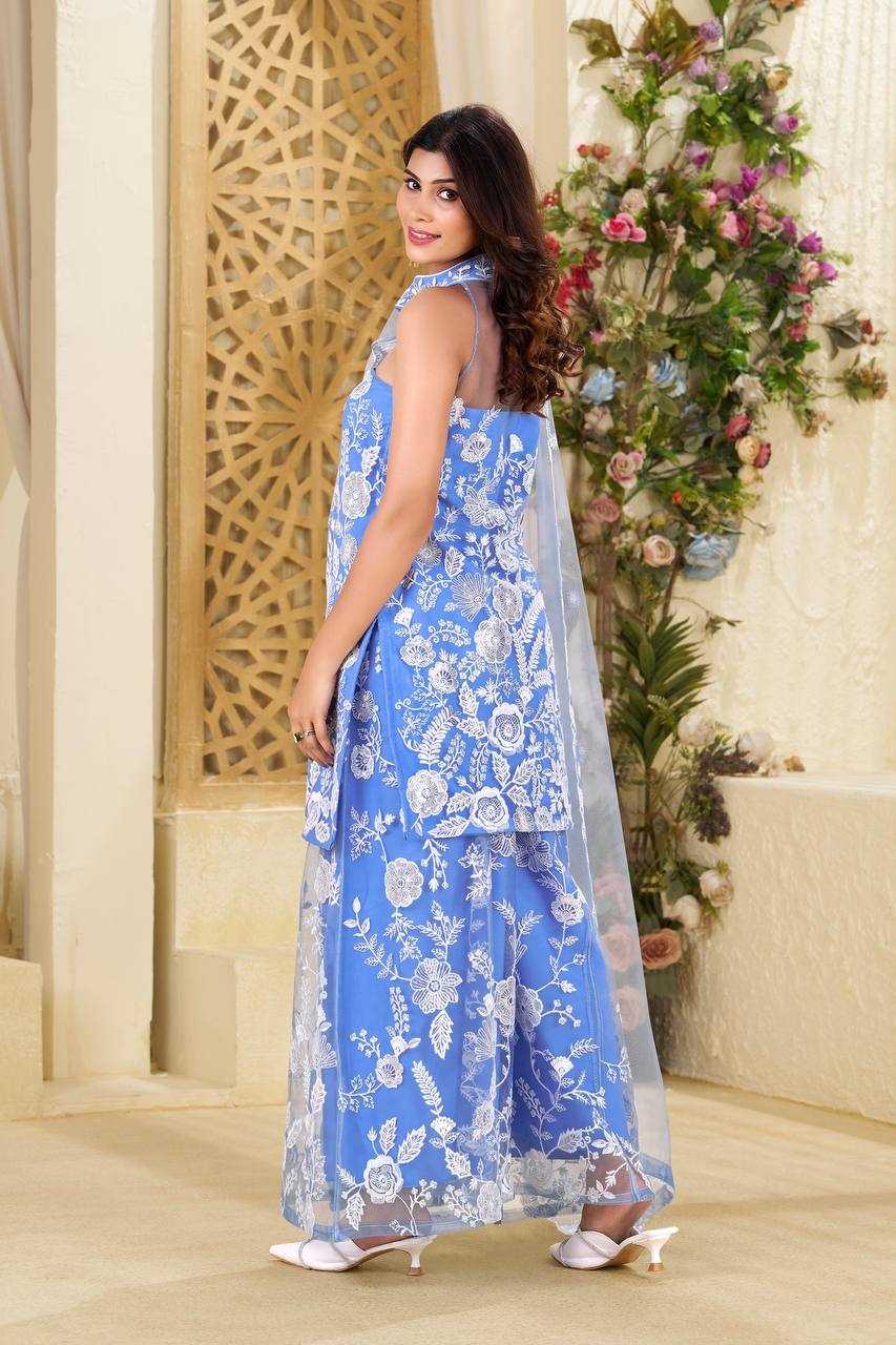 Ynf Butterfly Net RIN141 1945 Suits & Dresses Wedding Collections Festive Collections Wholesale Embroidery Suits Palazzo Suit Net Suit Manufacturer