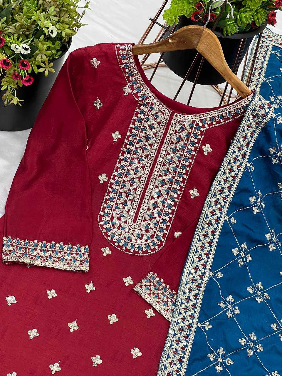 Ynf Chinon KESH499 842 Suits & Dresses Wholesale Embroidery Suits Party wear suits Wedding Suits Manufacturer