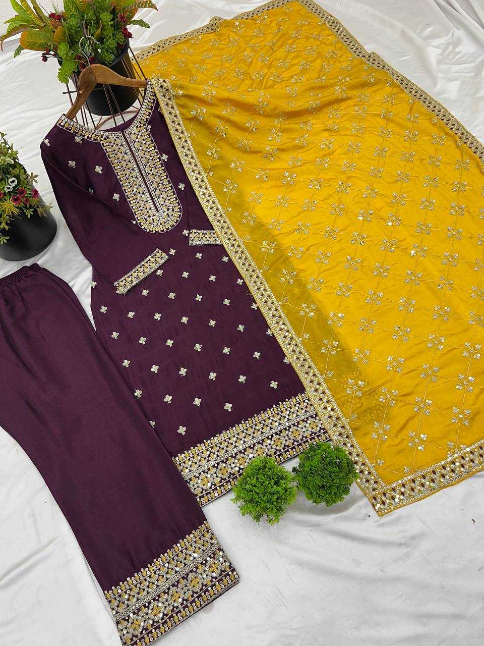 Ynf Chinon KESH499 842 Suits & Dresses Wholesale Embroidery Suits Party wear suits Wedding Suits Manufacturer