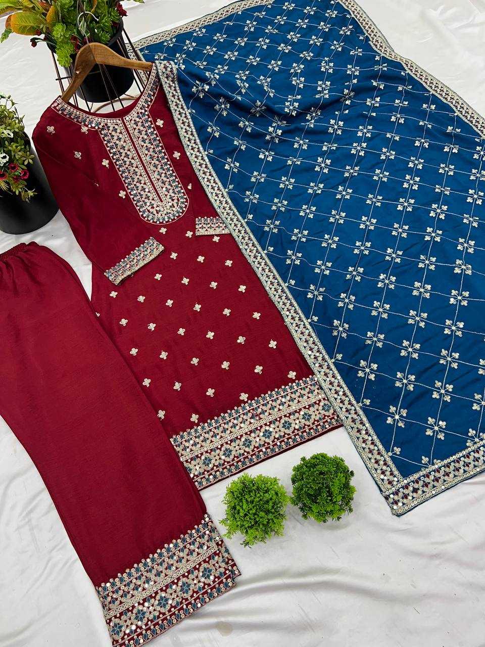 Ynf Chinon KESH499 842 Suits & Dresses Wholesale Embroidery Suits Party wear suits Wedding Suits Manufacturer