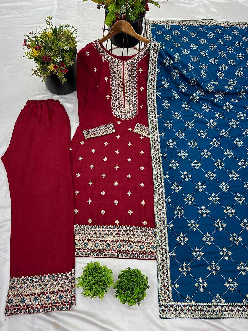 Ynf Chinon KESH499 842 Suits & Dresses Wholesale Embroidery Suits Party wear suits Wedding Suits Manufacturer
