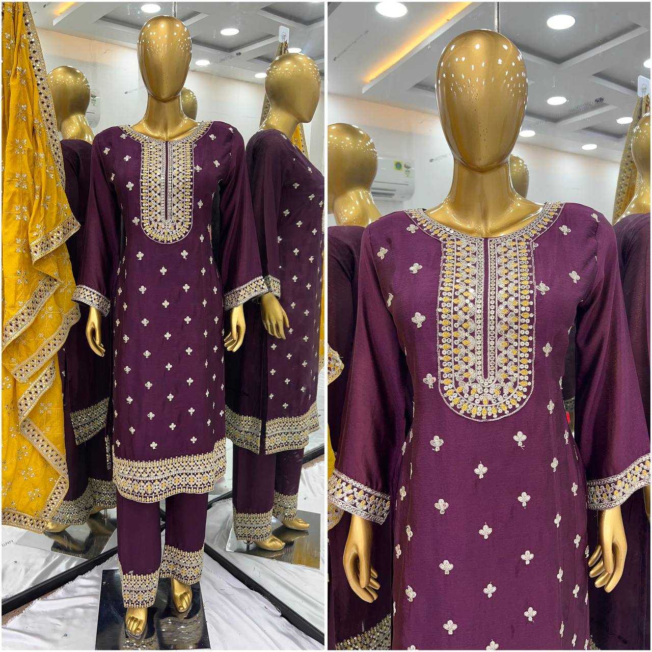 Ynf Chinon KESH499 842 Suits & Dresses Wholesale Embroidery Suits Party wear suits Wedding Suits Manufacturer