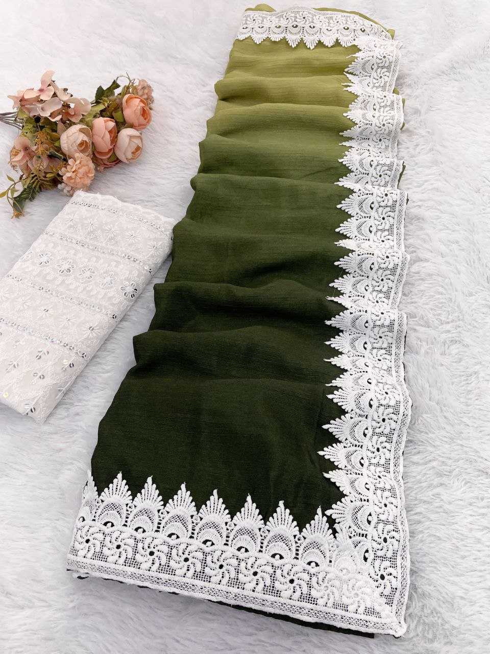 Ynf Chinon RIN216 Damini Sarees Wholesale Fancy Sarees Chikan Sarees Manufacturer