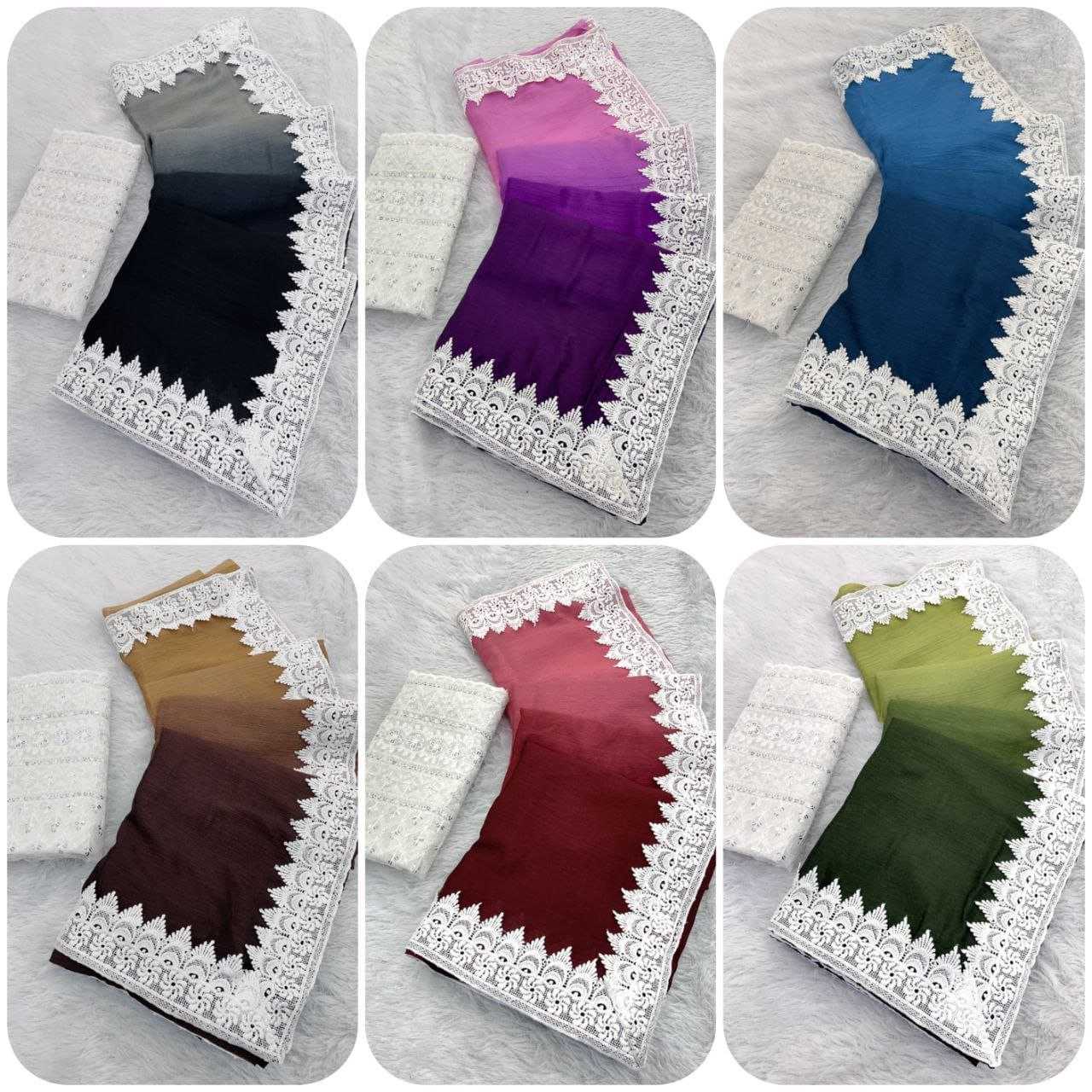 Ynf Chinon RIN216 Damini Sarees Wholesale Fancy Sarees Chikan Sarees Manufacturer