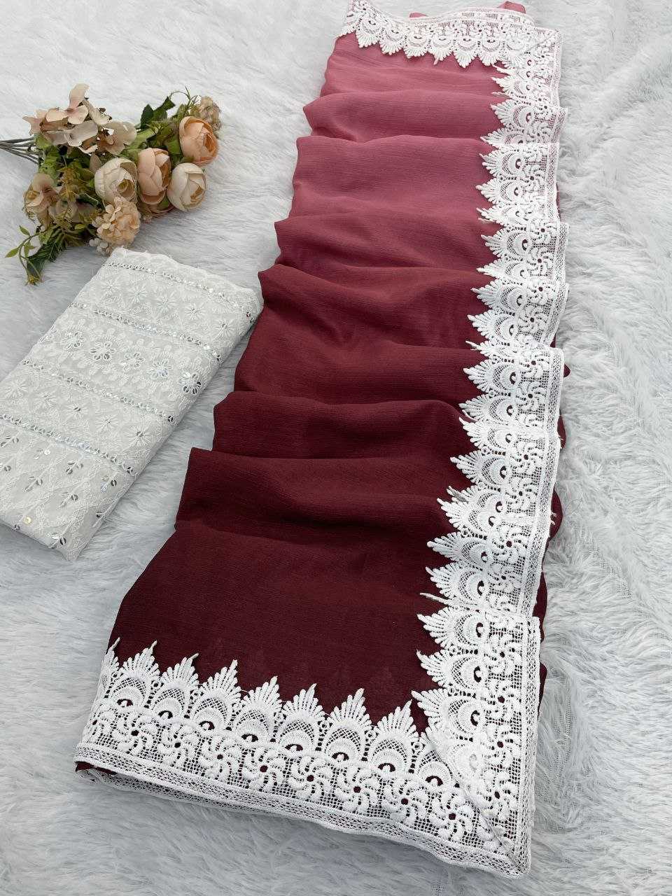 Ynf Chinon RIN216 Damini Sarees Wholesale Fancy Sarees Chikan Sarees Manufacturer