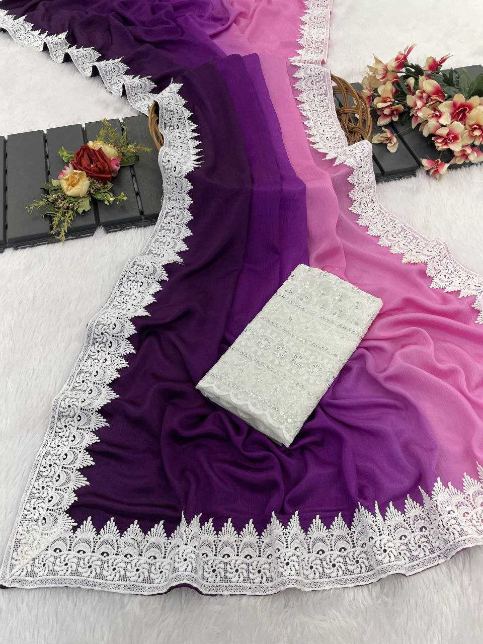 Ynf Chinon RIN216 Damini Sarees Wholesale Fancy Sarees Chikan Sarees Manufacturer