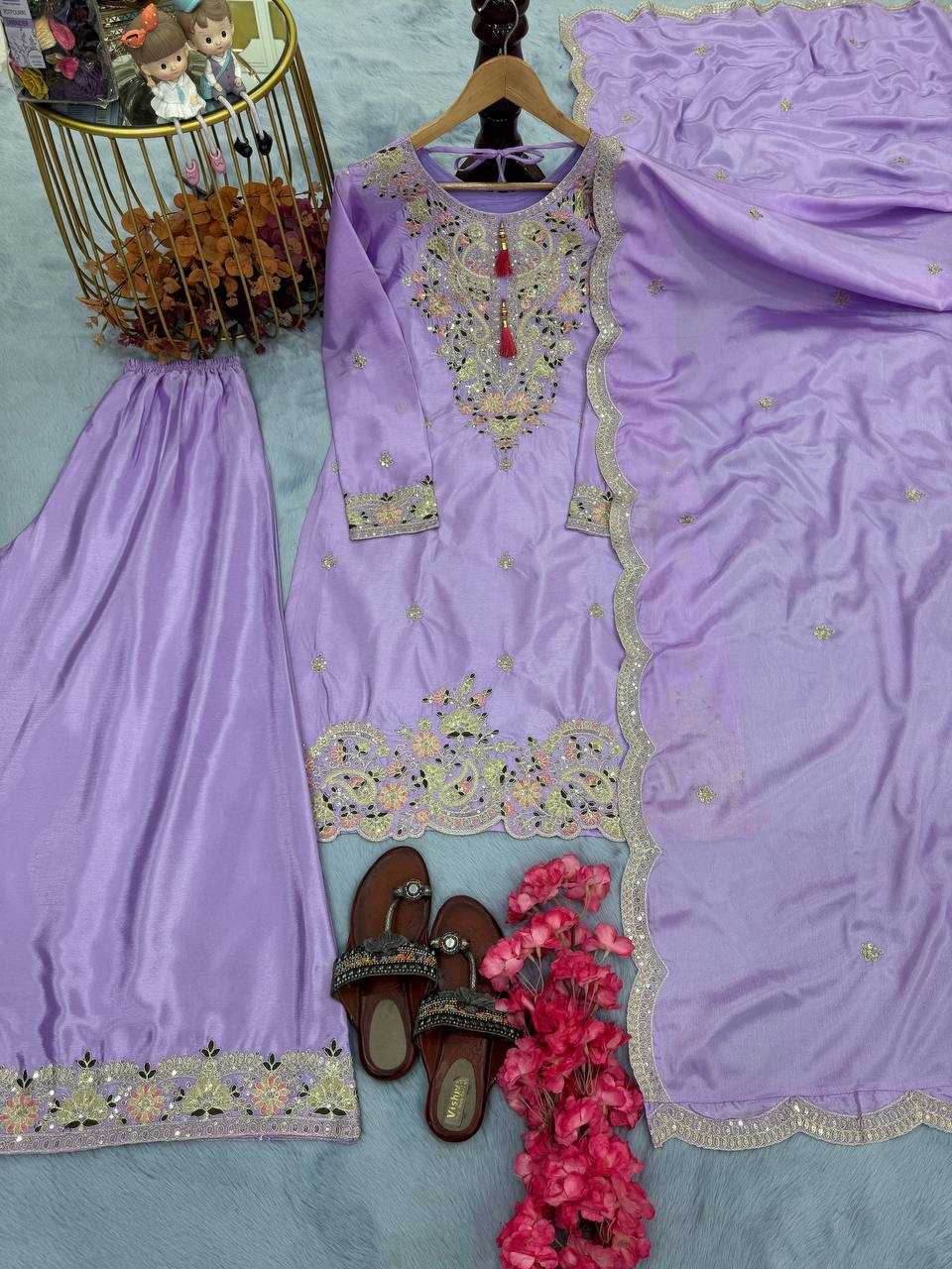 Ynf Chinon Silk KESH141 191 Suits & Dresses Wholesale Embroidery Suits Ladies Silk Suit Designer Suits Manufacturer