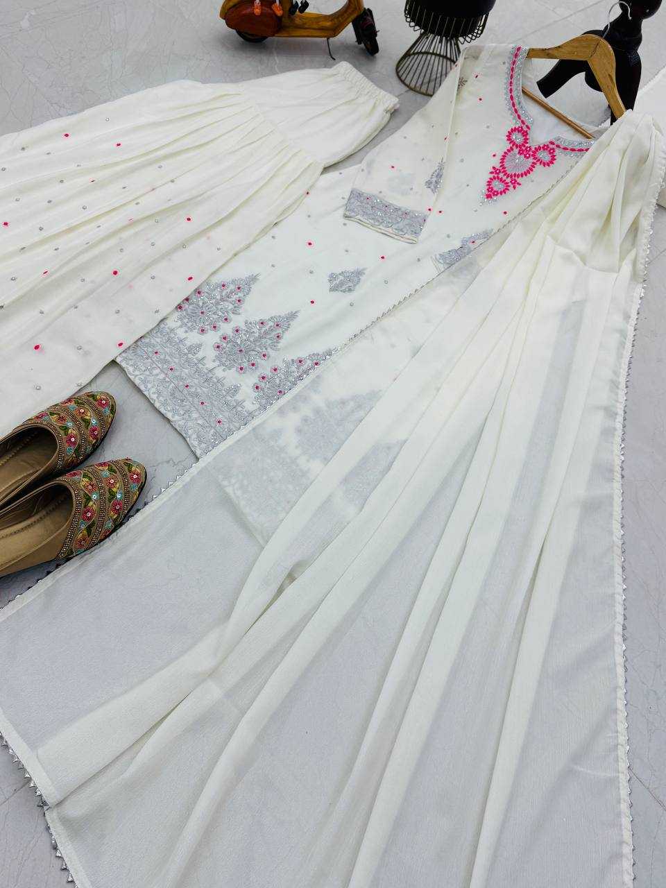 Ynf Chinon Silk KESH158 9023 Suits & Dresses Wedding Collections Festive Collections Wholesale Embroidery Suits Palazzo Suit Ladies Silk Suit Manufacturer