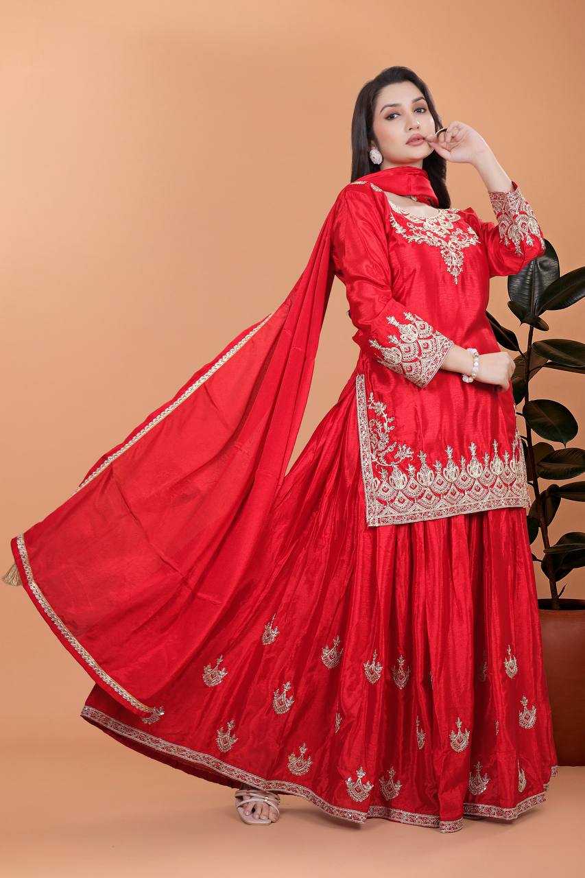 Ynf Chinon Silk KESH159 604 Suits & Dresses Wedding Collections Festive Collections Wholesale Sharara Salwar Suits Ladies Silk Suit Designer Suits Manufacturer