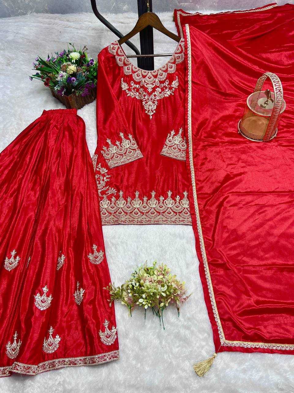 Ynf Chinon Silk KESH159 604 Suits & Dresses Wedding Collections Festive Collections Wholesale Sharara Salwar Suits Ladies Silk Suit Designer Suits Manufacturer