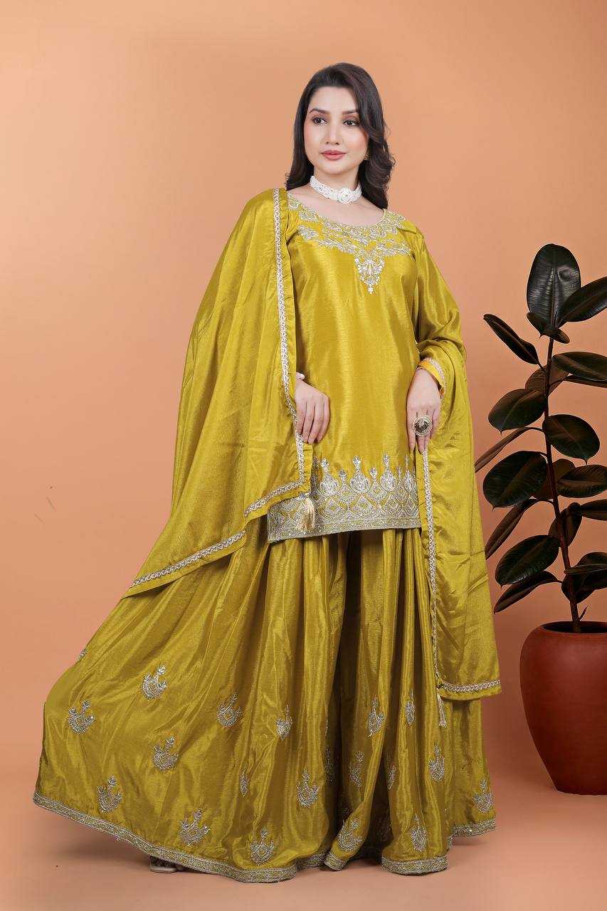 Ynf Chinon Silk KESH159 604 Suits & Dresses Wedding Collections Festive Collections Wholesale Sharara Salwar Suits Ladies Silk Suit Designer Suits Manufacturer