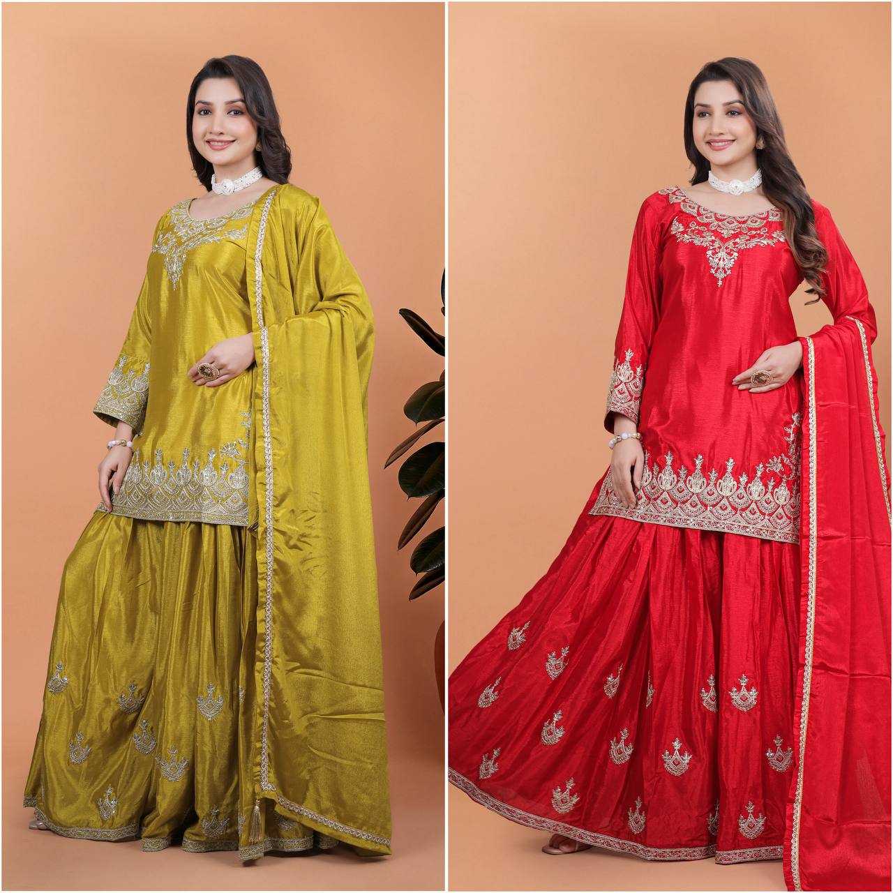 Ynf Chinon Silk KESH159 604 Suits & Dresses Wedding Collections Festive Collections Wholesale Sharara Salwar Suits Ladies Silk Suit Designer Suits Manufacturer