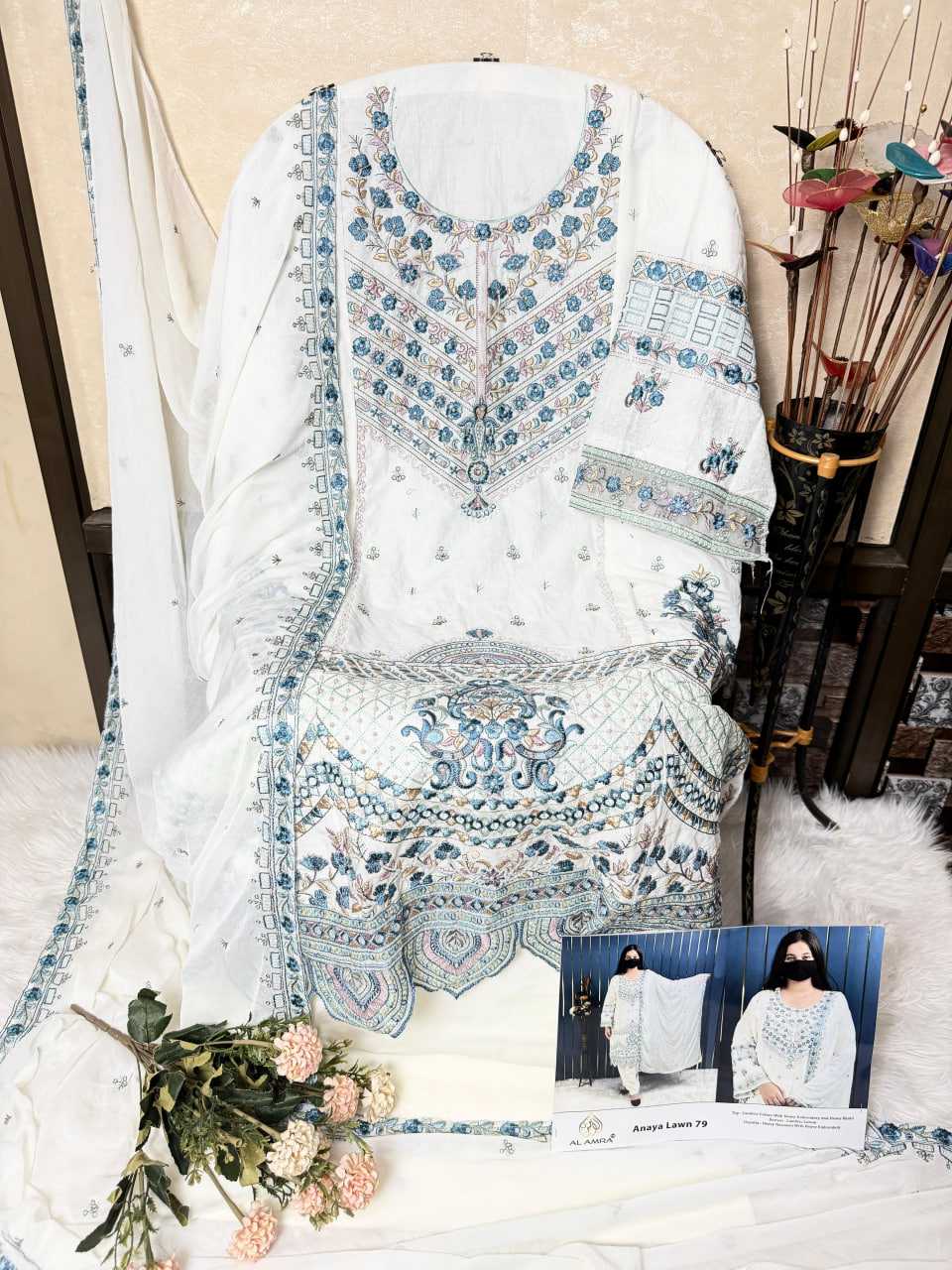 Ynf Cotton Cambric KESH444 ZF ANAYA LAWN 77 Suits & Dresses Wedding Collections Festive Collections Wholesale Embroidery Suits Cotton Suits Wedding Outfits Manufacturer