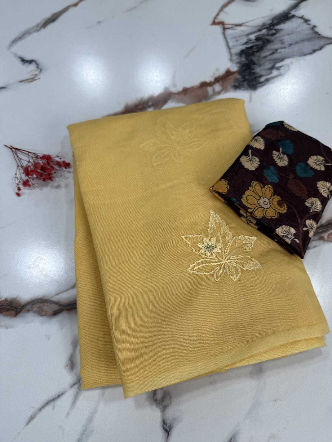 Ynf Cotton RIN178 white Embroidary Sarees Wedding Collections Festive Collections Wholesale Cotton Linen Sarees Embroidered Sarees Haldi Outfits Manufacturer