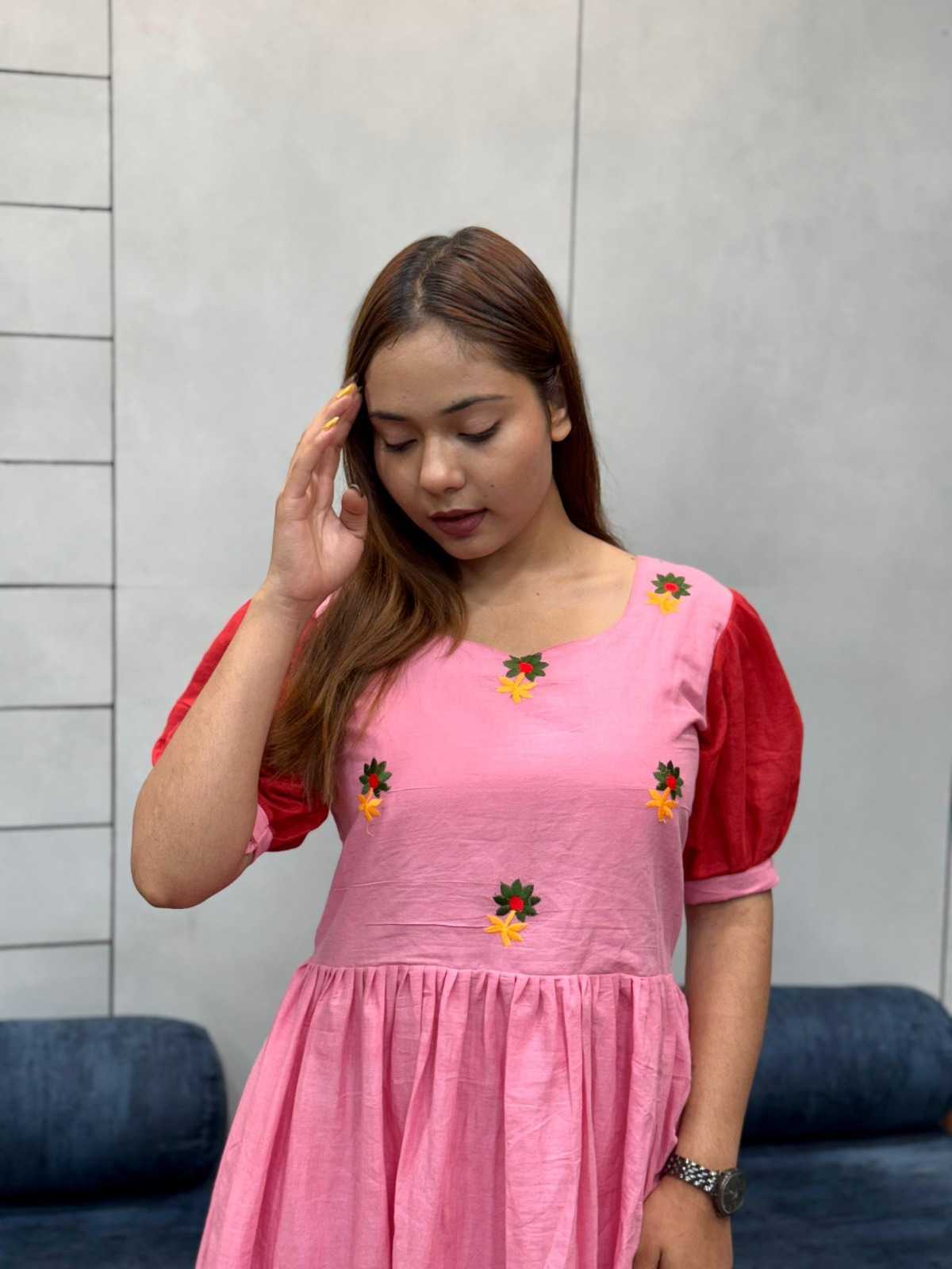 Ynf Cotton RIN222 WORK MAXI Suits & Dresses Wholesale Maxi Dresses Embroidered Dresses Cotton Dresses Manufacturer