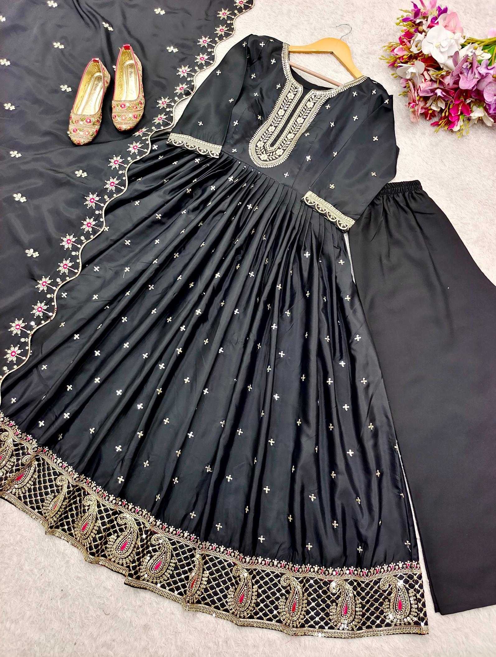 Ynf Crepe KESH506 140 Gowns Wholesale Fancy Gowns Embroidery Gowns Designer Gowns Manufacturer