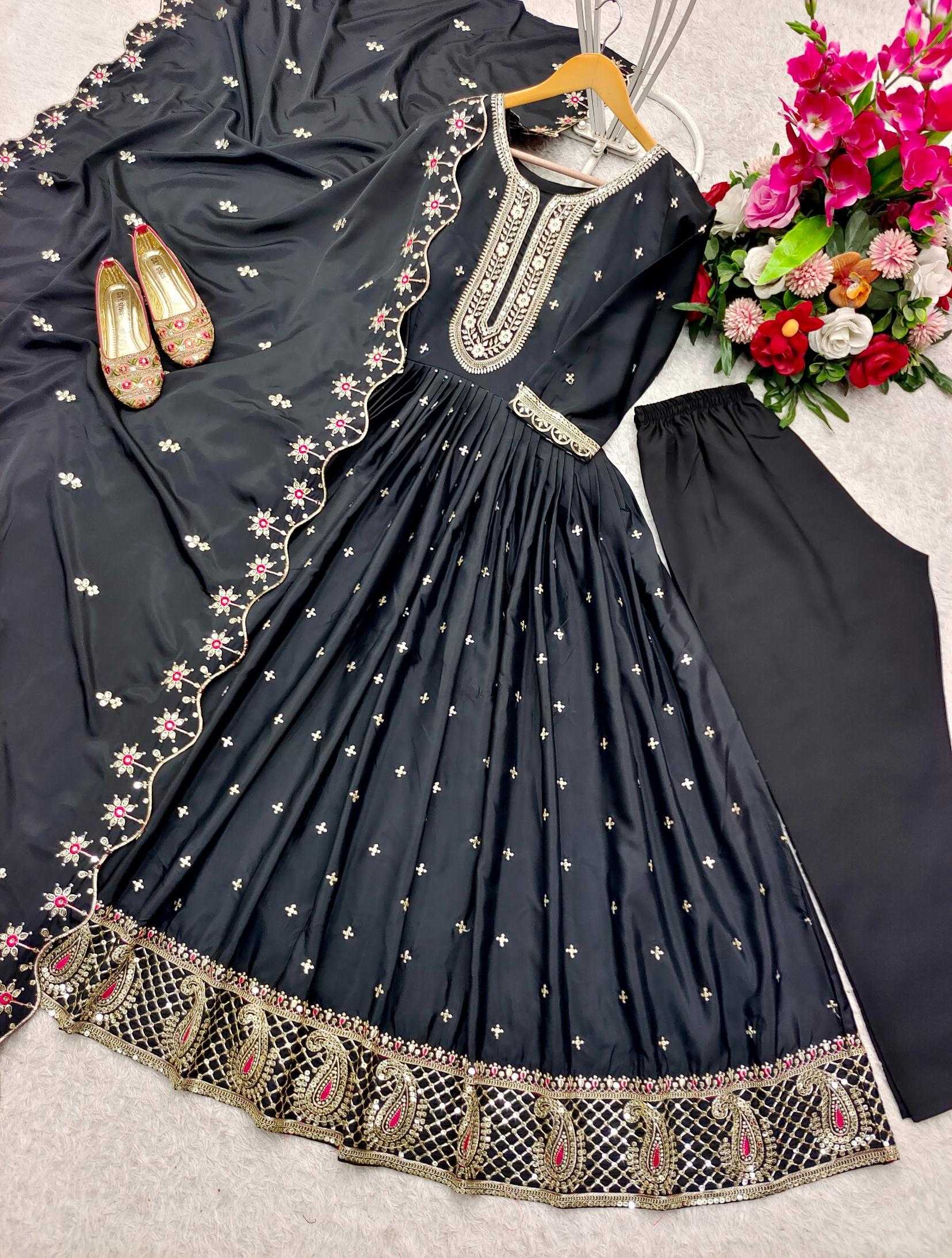 Ynf Crepe KESH506 140 Gowns Wholesale Fancy Gowns Embroidery Gowns Designer Gowns Manufacturer