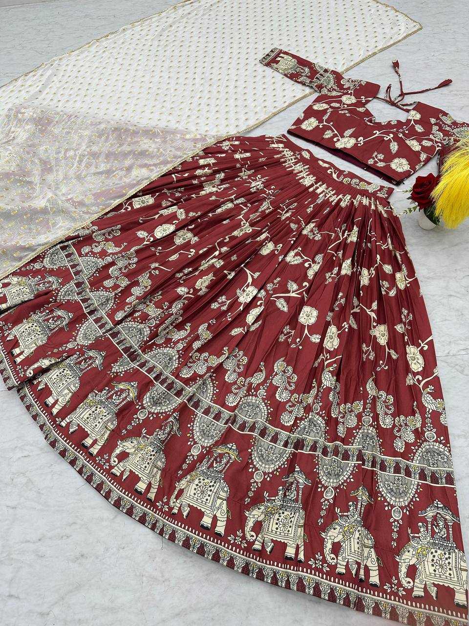Ynf Crepe Silk KESH496 511 Lehengas Wholesale Kalamkari Lehenga Traditional Lehenga Printed Lehenga Manufacturer