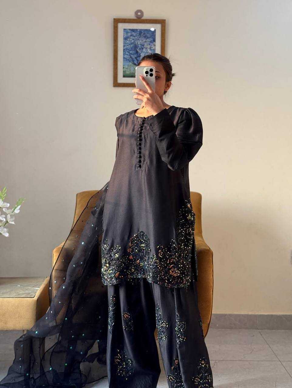 Ynf Crepe Silk KESH499 5267 Suits & Dresses Wholesale Sharara Salwar Suits Embroidery Suits Black Salwar Suit Manufacturer