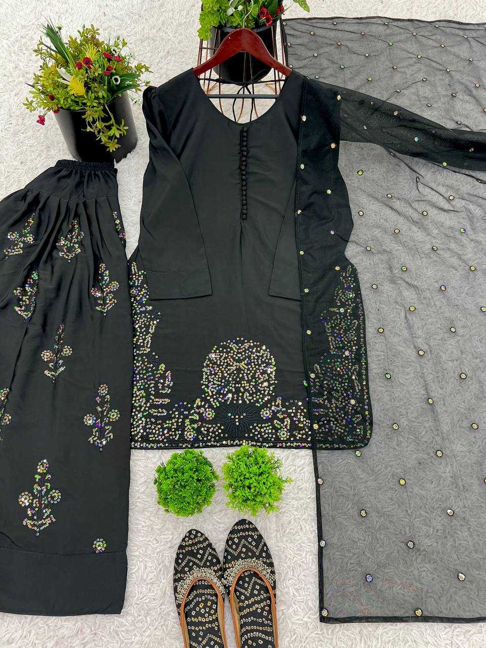 Ynf Crepe Silk KESH499 5267 Suits & Dresses Wholesale Sharara Salwar Suits Embroidery Suits Black Salwar Suit Manufacturer
